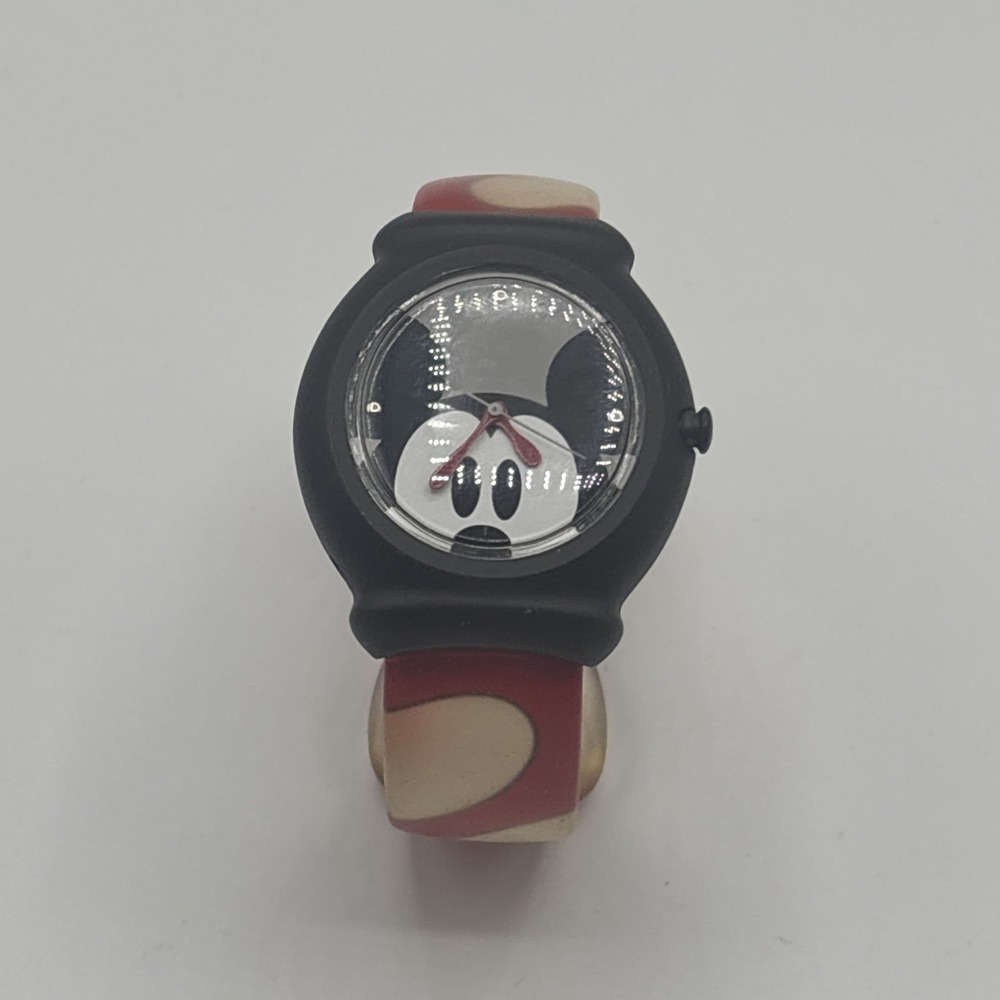 Disney Mickey Mouse SNAP Watch Blur W/ Red Silicone Band No Battery